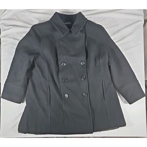 Lane Bryant Women's Peacoat 100% Wool Shell Size 26/28 Black